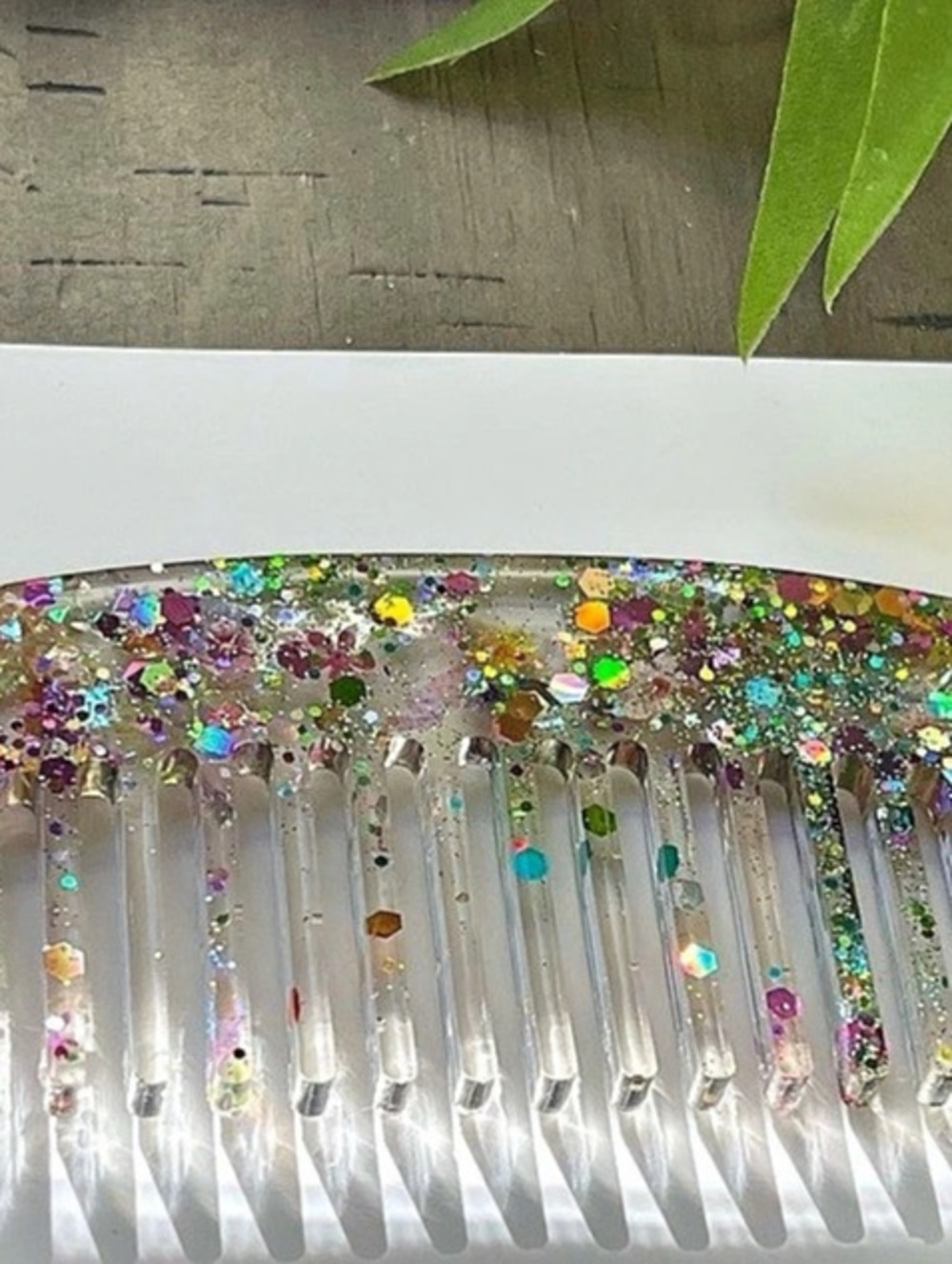 Glitter Hair Comb in Clear & Multicolor